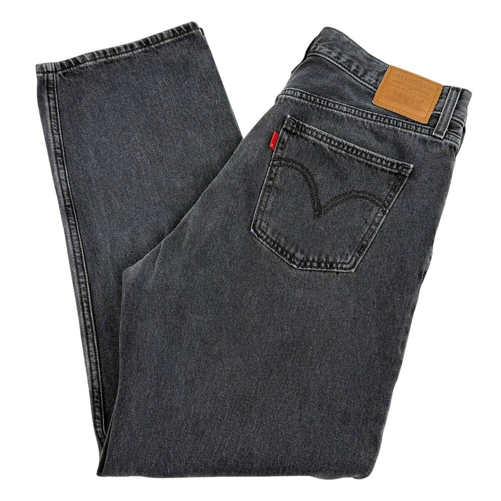 Levi's Dad Jean Gray Black Wash Straight Leg Denim Relaxed Jeans 31x30 90s Y2K